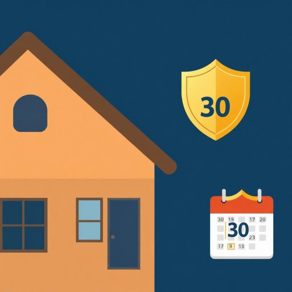 Calendar and shield illustrating the American Home Shield 30-day waiting period