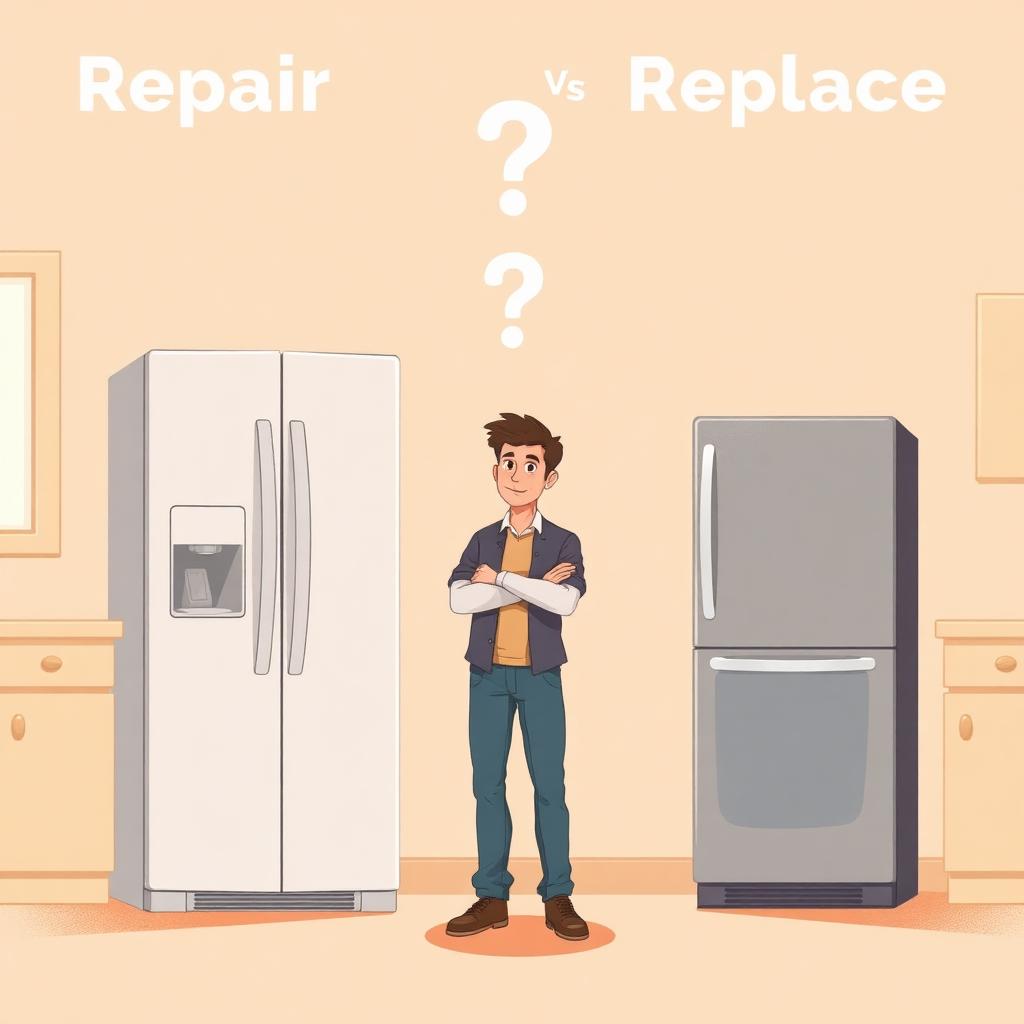 Homeowner deciding whether a broken appliance is worth repairing