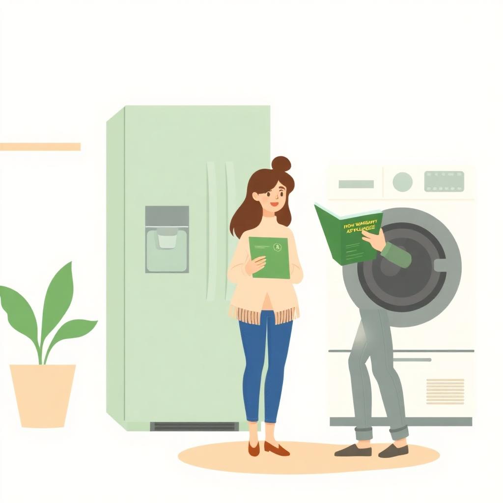 Homeowner reviewing home warranty appliance coverage near a kitchen appliance
