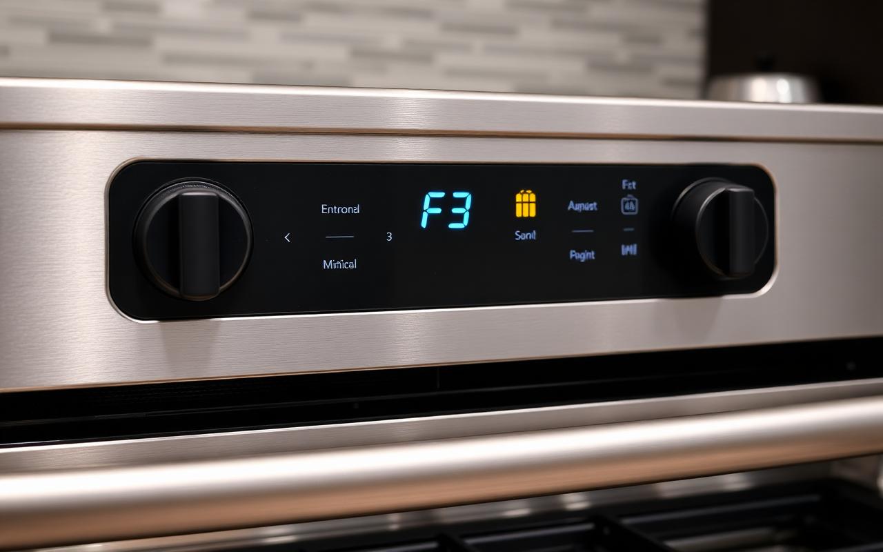 GE oven control panel showing the F3 error code