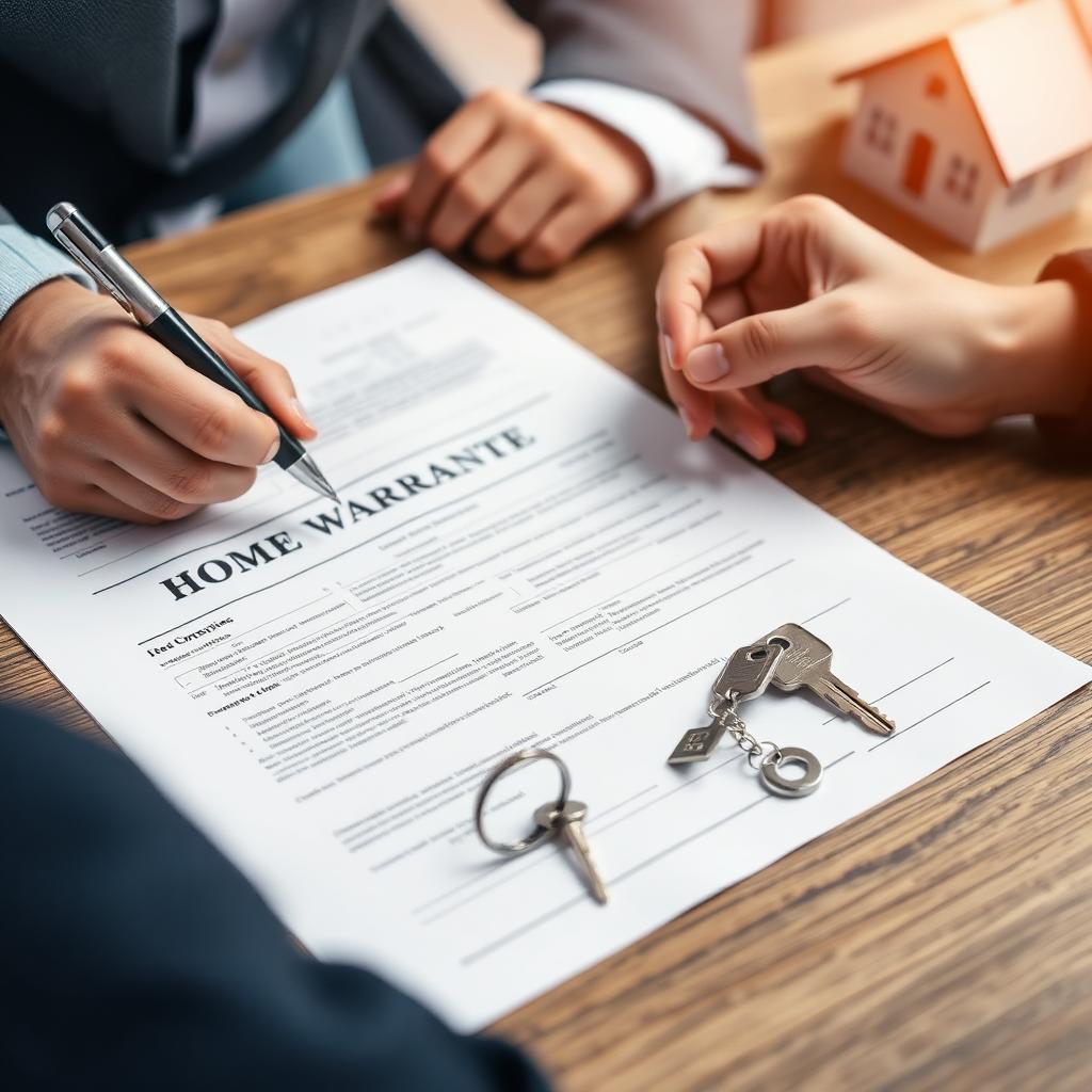Home warranty paperwork being signed at a real-estate closing