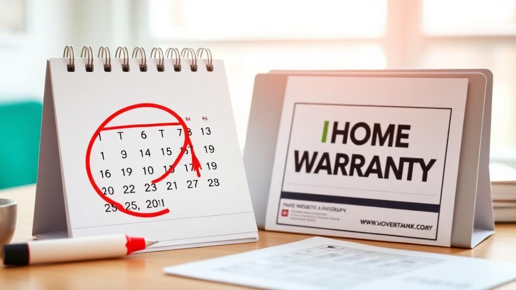Calendar with a coverage start date circled next to a home warranty document