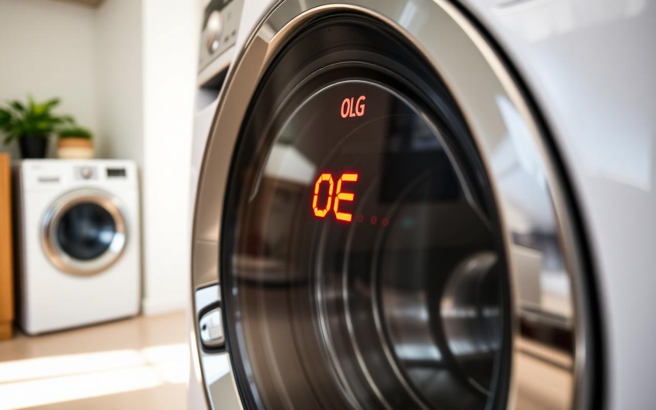 LG washer display showing the OE drain error code