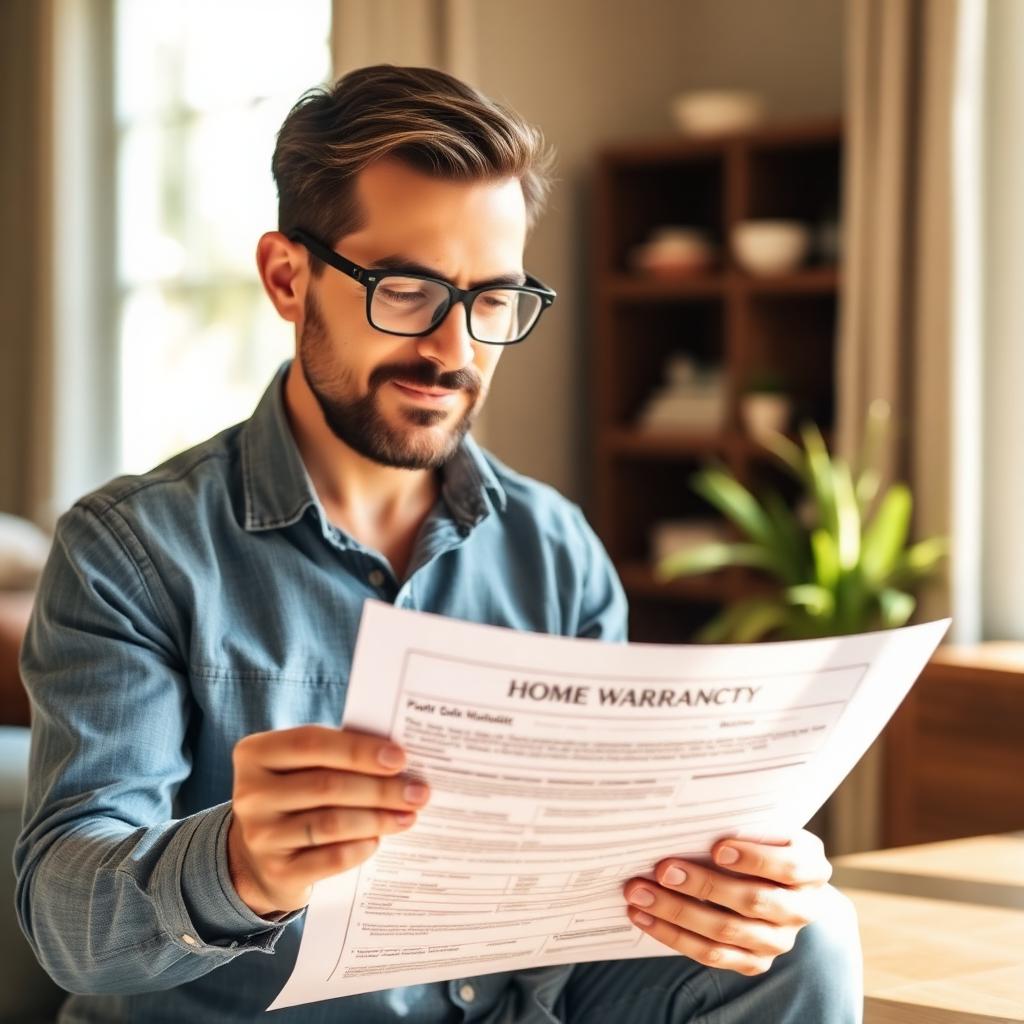 Home seller reviewing a listing home warranty during a sale