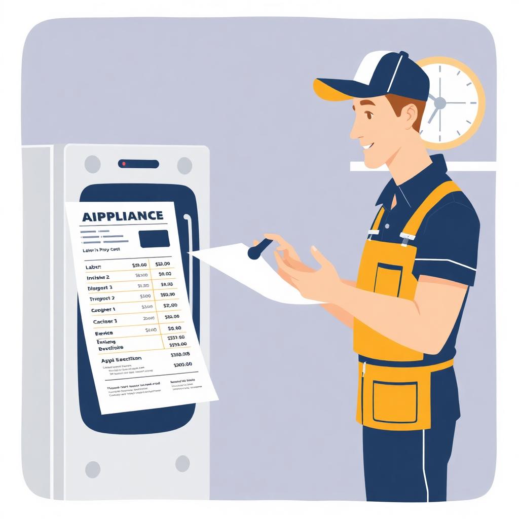 Appliance technician explaining a repair estimate to a homeowner